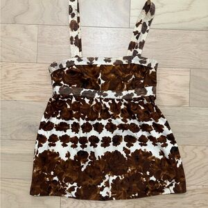 J. Crew Brown and White Floral Top